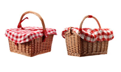 Set of Traditional Wicker Picnic Baskets PNG, Classic Outdoor Essentials