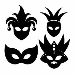 Silhouette Mardi Gras carnival mask collection vector illustration