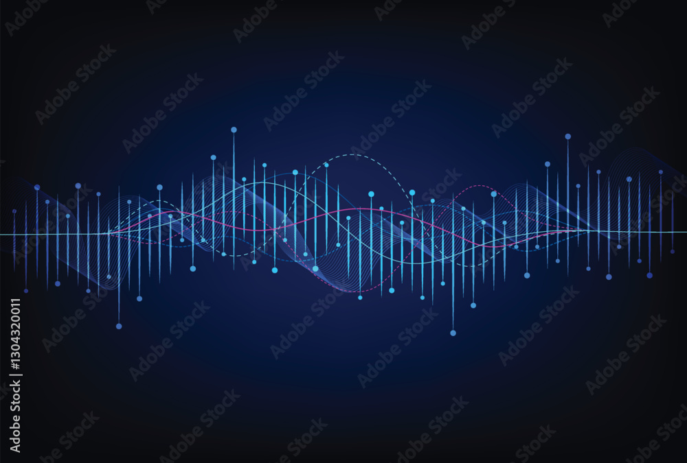Aufkleber abstract wave lines flowing dynamic. artificial intelligence deep learning visualization networks co