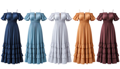 Collection of Off-Shoulder Ruffle Maxi isolated on png