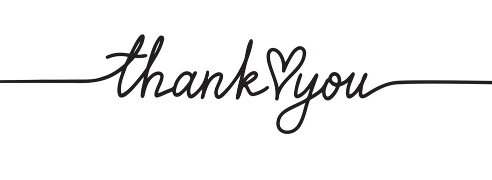 Naklejki one line positive thank you lettering with smile. positive attitude. Vector quote thank you banner or card. inspiration, motivation, emotion message thanks