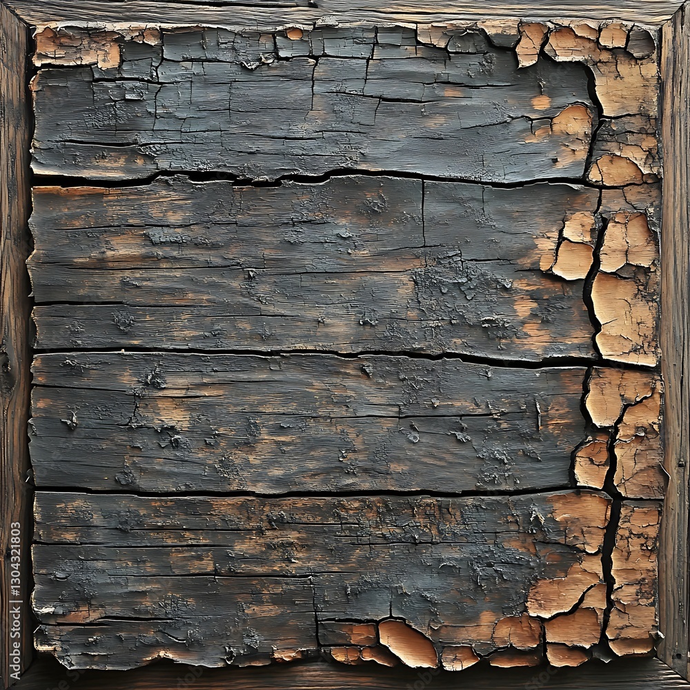 Poster dark texture with decayed wooden panel showing cracks and weathering detailing a rustic board