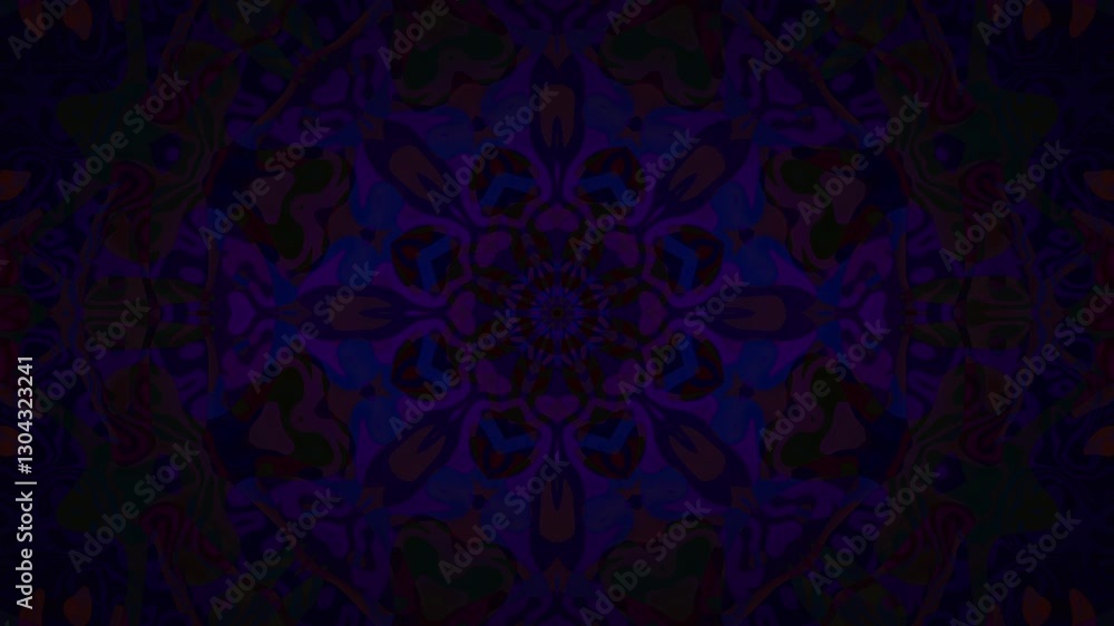 Poster abstract loopable geometric mandala background in red and blue – a hypnotic, psychedelic loop of mor