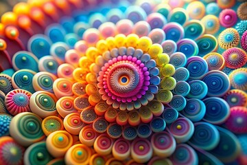 Abstract Macro Photography: Colorful Circular Patterns Background