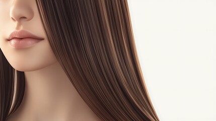 Naklejka premium young woman with long straight shiny brown hair