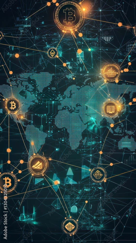 Poster cryptocurrency network: a dynamic visualization of a cryptocurrency network interwoven across a worl