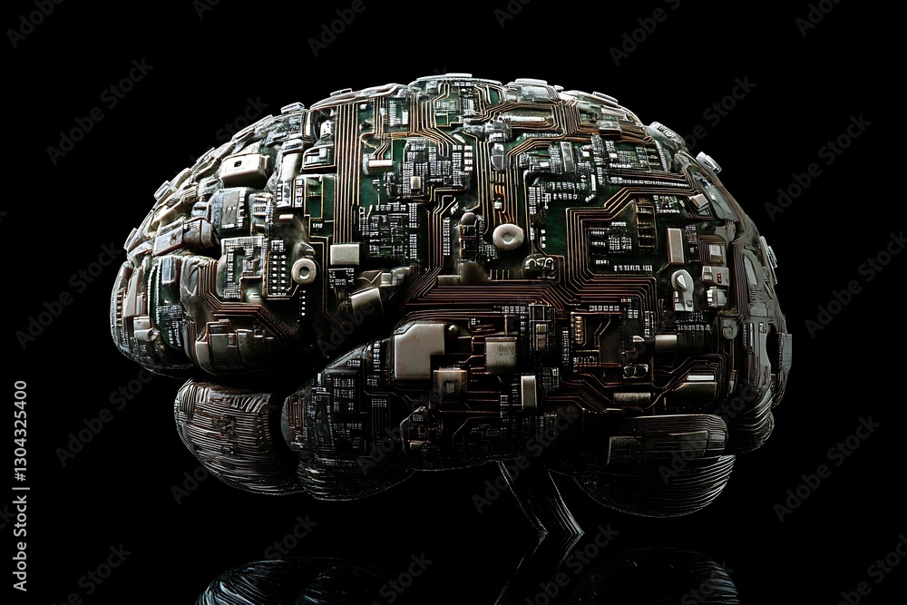 Poster artificial brain: circuit board brain structure