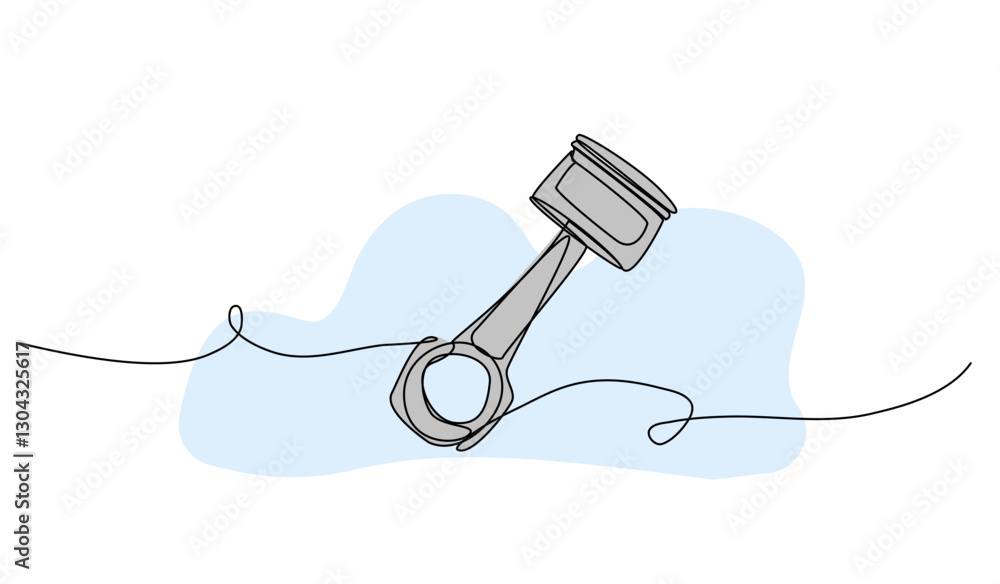 Poster vector illustration of a mechanical piston. modern flat in continuous line style.