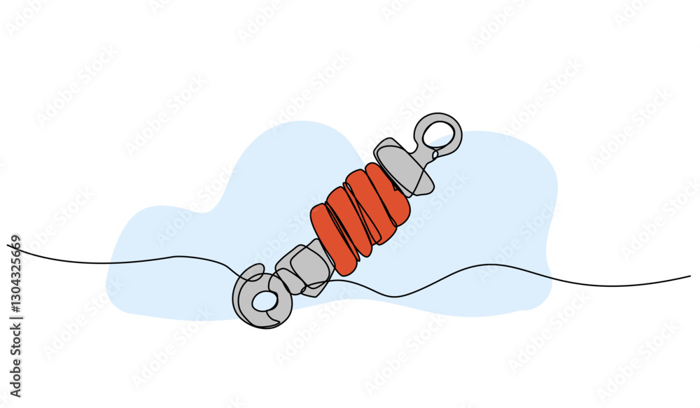 Poster vector illustration of a mechanical shock absorber. modern flat in continuous line style.