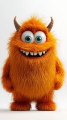 Fototapeta premium Orange Monster Posing Against White