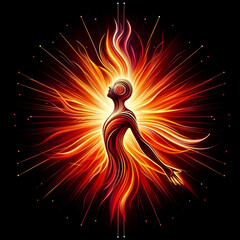 illustration of a burning women