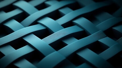 Abstract Teal Woven Texture Deep Shadows. AI Generated