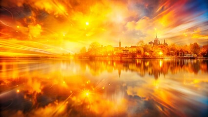 Naklejka premium Abstract Orange Yellow Blurred Background Double Exposure Stock Photo for Design Projects