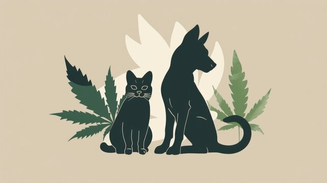 National Pet CBD Day celebration with dog and cat silhouettes - Powered by Adobe