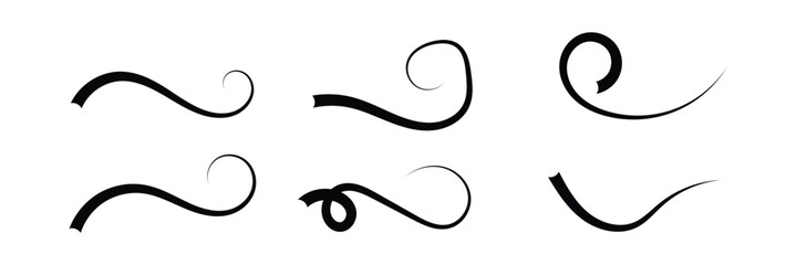 Set of Swoosh vector. Hand drawn swoosh elements, and swoop underline typography tails shape in flat styles. Set of ribbons. Design concept element collection in eps 10.