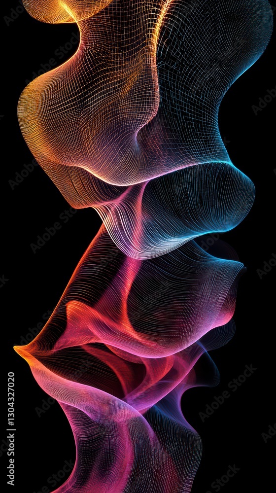 Poster abstract colorful wave: a mesmerizing display of fluid, multi-colored waves, rendered with intricate