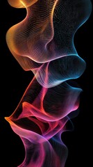 Naklejka premium Abstract Colorful Wave: A mesmerizing display of fluid, multi-colored waves, rendered with intricate detail against a dark background, creating a sense of movement and energy.