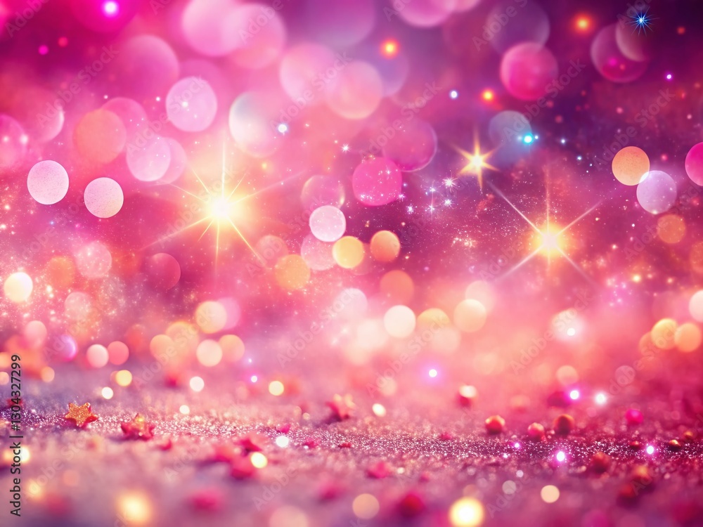 Poster abstract pink bokeh background with sparkling stars - aerial view