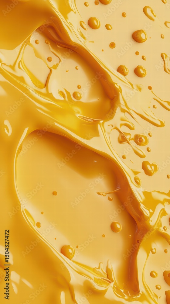 Poster golden fluid dynamics: an abstract composition of flowing golden liquid, with dynamic textures and l