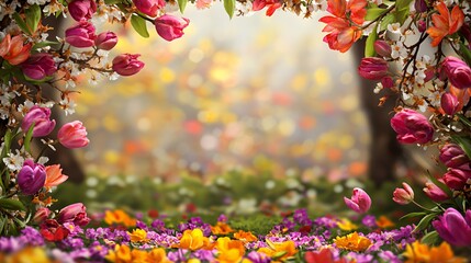 Colorful Spring Flowers in a Vibrant Garden