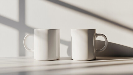Fototapeta premium coffee mugs mockup on a light grey background