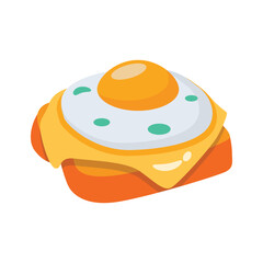 Easy to use icon of egg toast in 3d style