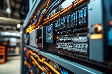 Close-up of Industrial Electrical Panel and Wiring