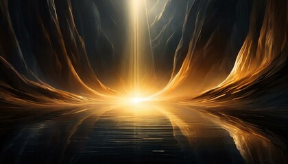 Glowing Light Spot. A deep black background with a soft golden glow in the middle, perfect for adding white or dark text