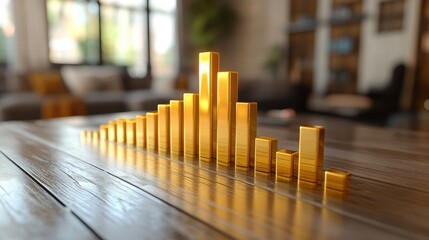 A vibrant gold bar graph, its bars meticulously ascending, presented a clear visual narrative of data trends, capturing the essence of growth and progress.