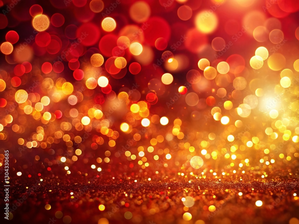 Poster Abstract Red Gold Bokeh Background with Copy Space for Text or Design Elements