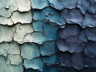 Obraz premium Textured Abstract Blue Paint Deeply Cracked Surface. AI Generated