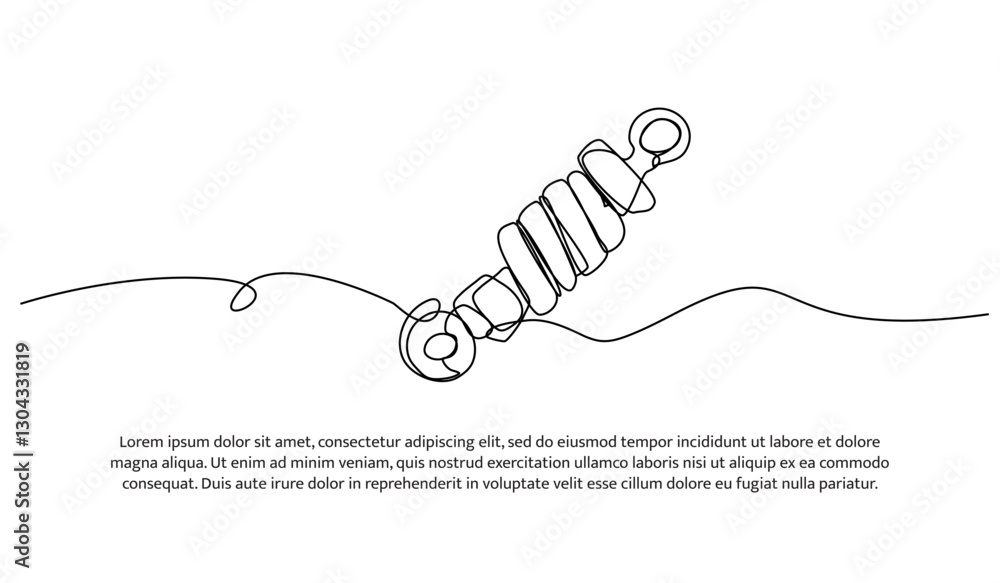 Poster continuous one line design of a mechanical shock absorber. minimalist style vector illustration on w