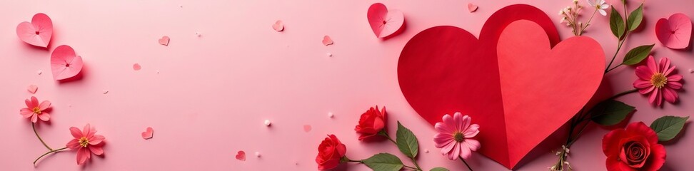 Handmade red paper heart with floral elements for Valentine's Day, lace, holiday, festive