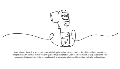Continuous one line design of a handheld tool. Minimalist style vector illustration on white background.
