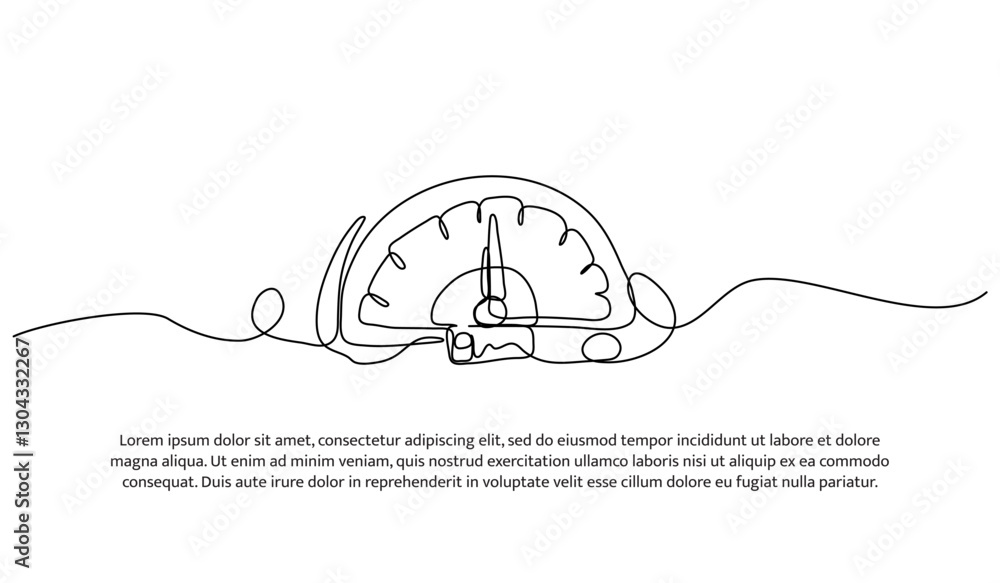 Poster continuous one line design of a speedometer with red needle. minimalist style vector illustration on