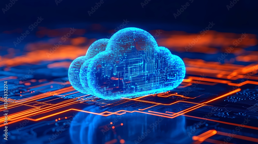Poster abstract representation of cloud computing in circuit board