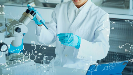 Fototapeta premium Researcher conducting an experiment and science and technology concept