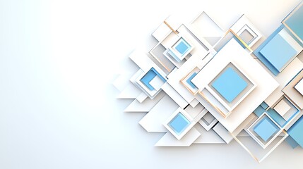 Abstract Geometric Background Modern White Blue and Beige 3D Squares Design