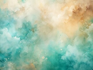 Abstract Teal Beige Watercolor Background Texture for Design Projects