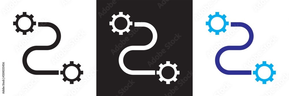 Poster workflow icons set. modern style of work process related icons: networking, progress, scheme, etc. i