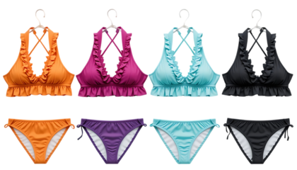 Collection of Ruffle Trim Bikini isolated on png