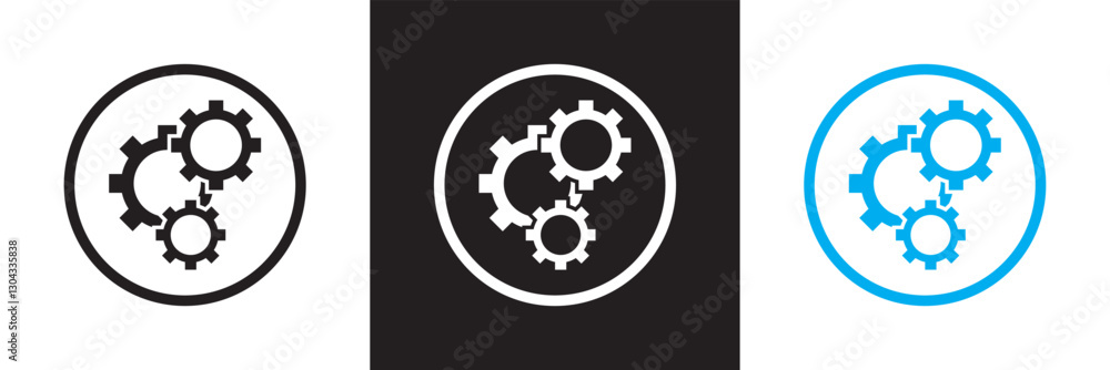 Poster workflow icons set. modern style of work process related icons: networking, progress, scheme, etc. i
