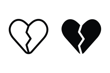 Broken Heart icon. broken heart sign. for mobile concept and web design. vector illustration