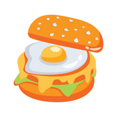 An editable 3d style icon of egg burger