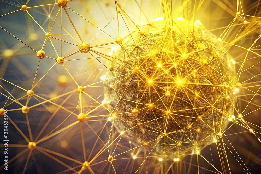 Aufkleber abstract yellow plexus network background - 4k resolution