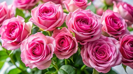 Obraz premium Abundant Pink Roses, Close-Up, Clustered Blooms, Floral Arrangement, Pink Rose Bouquet