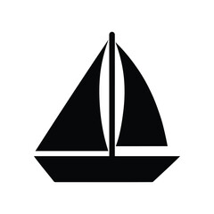 Black sailboat icon on white background