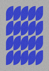 Abstract Geometric Grainy Background with Blue Curved Shapes on a Textured Grey Surface – Modern Minimalist Digital Art, Trendy Pattern for Print, Web, and Design Projects