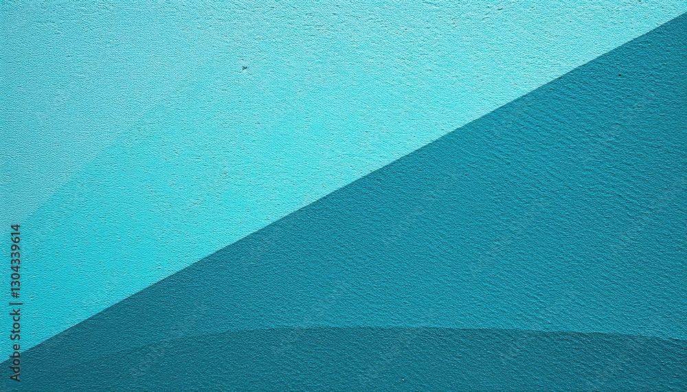 Aufkleber textured turquoise wall with diagonal light and shadow contrast, abstract urban background for moder
