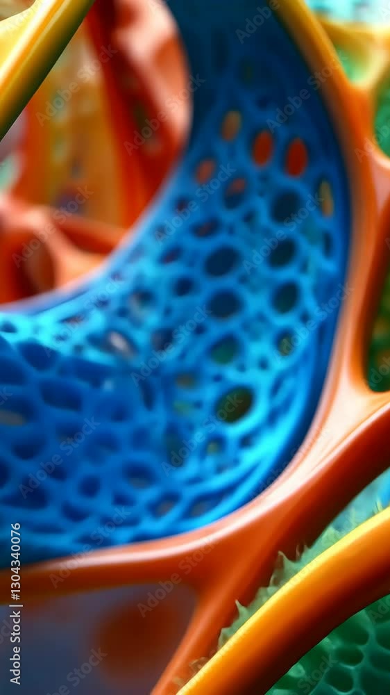 Poster vibrant microscopic structures highlighting intricate patterns and colors in a biological sample und